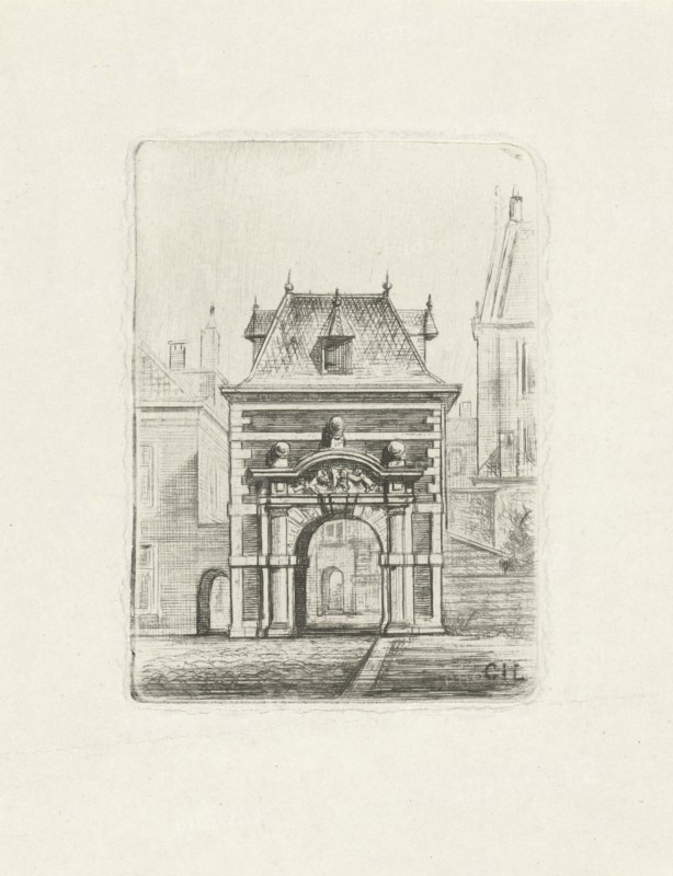 Archway on the Binnenhof in The Hague, Cornelis Johan Laarman, 1854 - 1889