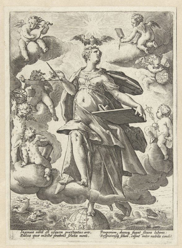 Allegory of art, Hendrick Goltzius, 1586 - 1590