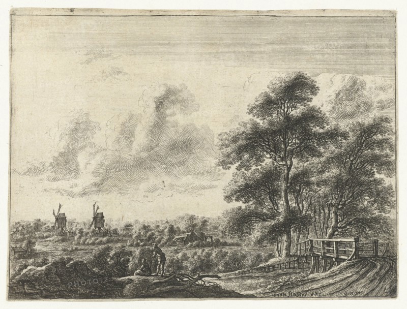 Landscape with small bridge, Gilles Neyts, Ioan Huysens, 1643 - 1681