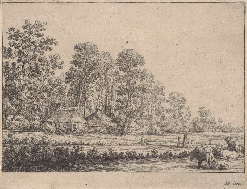 Farm with milkmaid, Herman Saftleven, 1626 - 1685