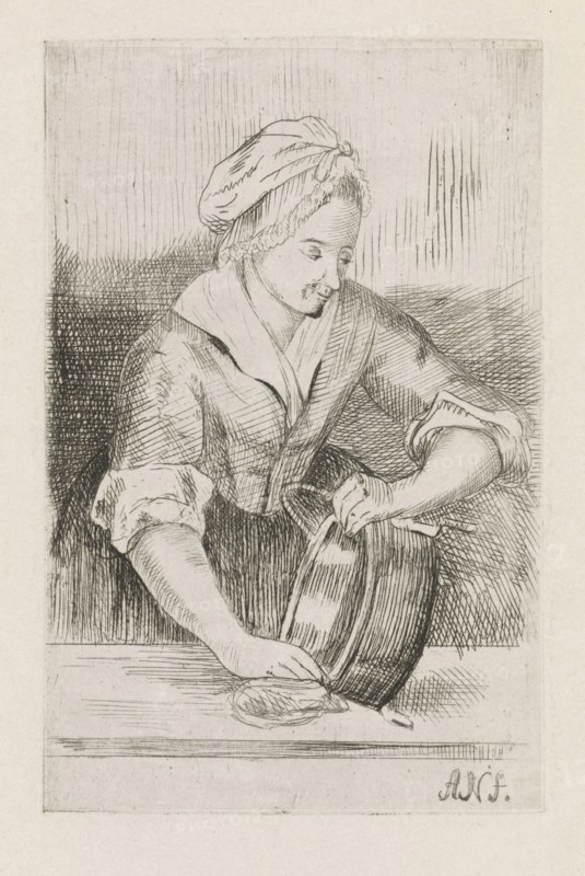 Woman with kettle, Anna Cécile Wilhelmina Jeanette Jacqueline Nahuys, 1841 - 1905