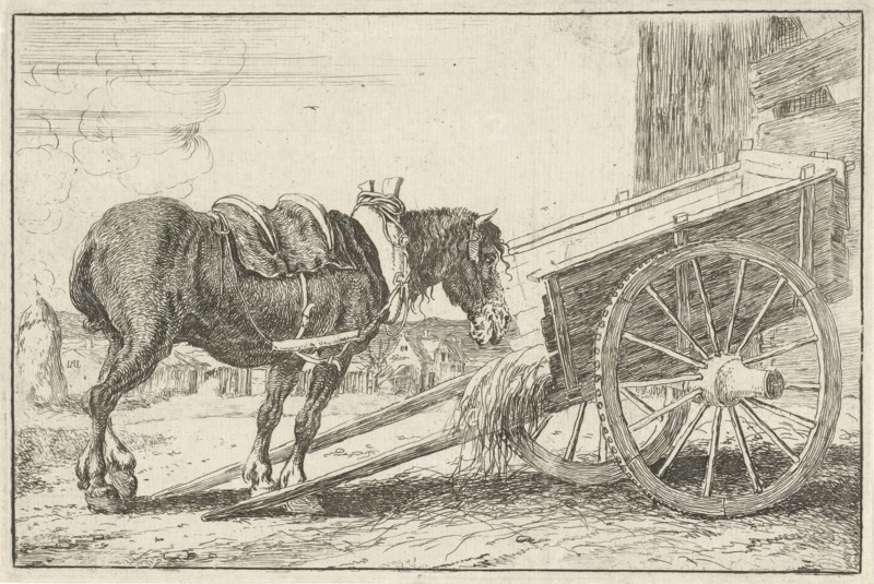 Horse with a cart, Jan van den Hecke (I), 1656