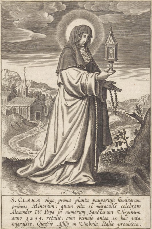 Saint Clare, print maker: Michael Snijders, 1610 - 1672