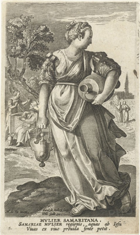 Samaritan woman, Karel van Mallery, Philips Galle, Cornelis Kiliaan, 1595 - 1599