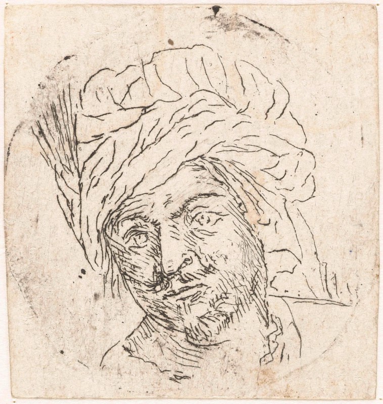 Mans Head with turban, Albert Flamen, Jacques van Merlen, Lodewijk XIV (koning van Frankrijk), 1664