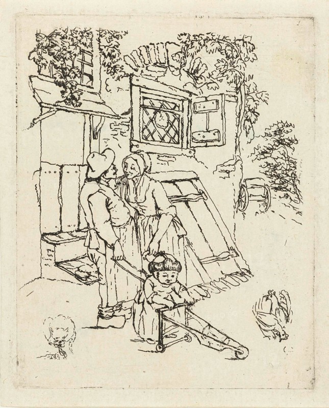 Farmer and his wife with child for a house, Marie Lambertine Coclers, 1776 - 1815