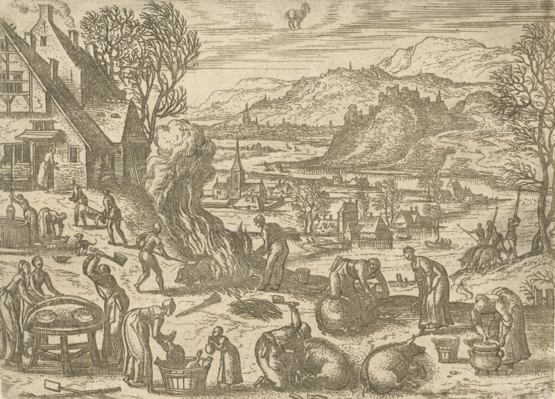 December, print maker: Pieter van der Borcht I, 1545 - 1608