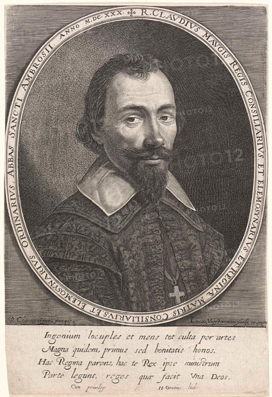 Portrait of Claude Maugis, Lucas Vorsterman (I), Hugo de Groot, 1630