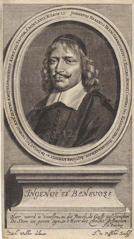 Portrait of Pastor Johannes Erasmus Blum, Jan de Visscher, J. van Duisberg, 1674
