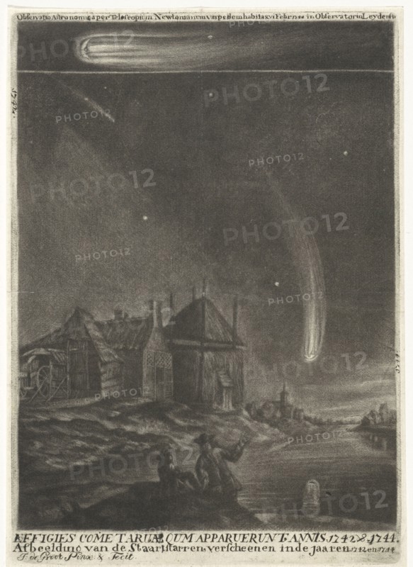 The tail stars of 1742 and 1744, print maker: Jan de Groot, 1744 - 1745