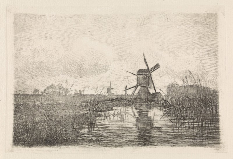 Landscape with two mills, Elias Stark, 1859 - 1886