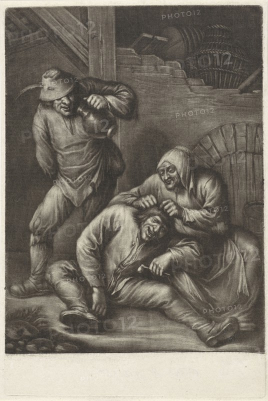 A woman delouse a man, Jan van Somer, Willem Basse, 1655-1700