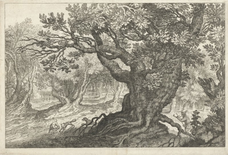 Fox Hunt in a forest, Roelant Savery, Anonymous, 1587 - 1639