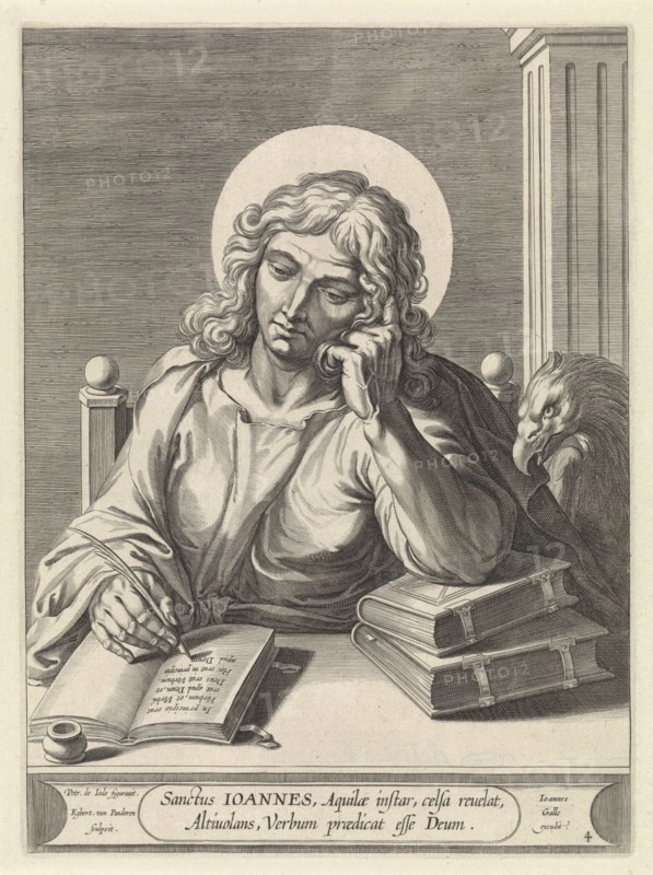 Evangelist John, print maker: Egbert van Panderen, Pieter de Jode I, Joannes Galle, c. 1590 - 1637
