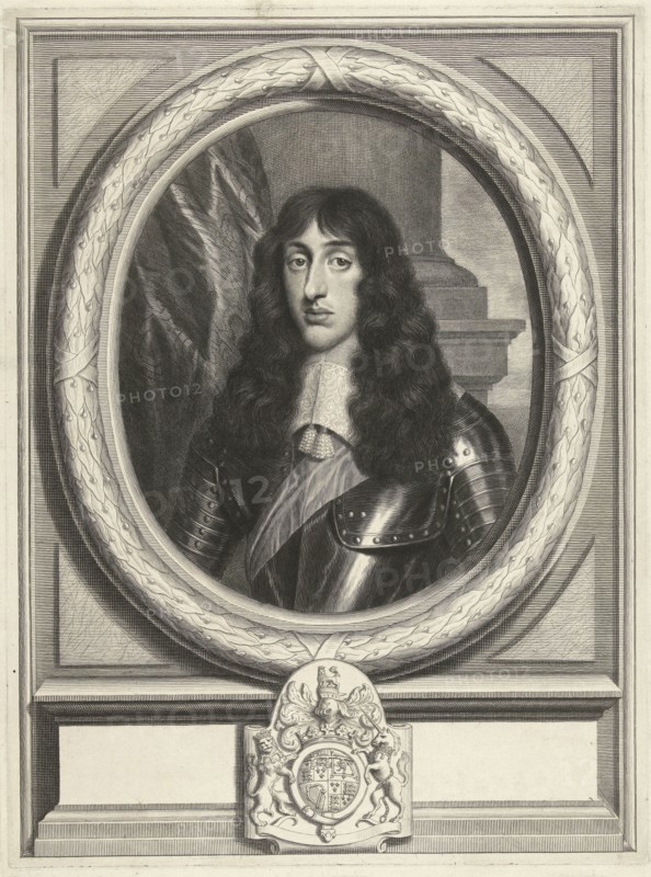 Portrait of Henry Stuart in oval frame, Cornelis van Dalen II, Simon Luttichuys, 1648-1664