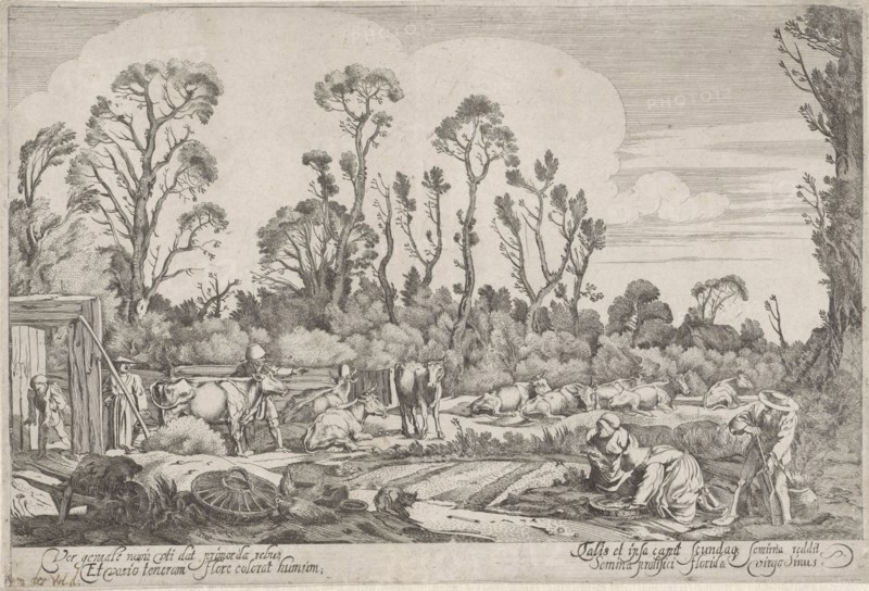 Spring, print maker: Gillis van Scheyndel I, Willem Pietersz. Buytewech, c. 1622
