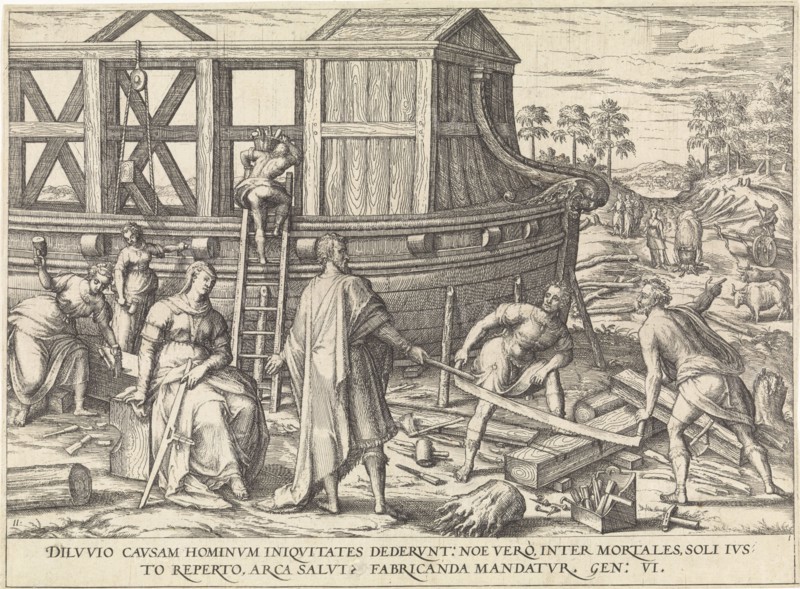 Noah build the ark, attributed to Symon Novelanus, 1577 - 1627
