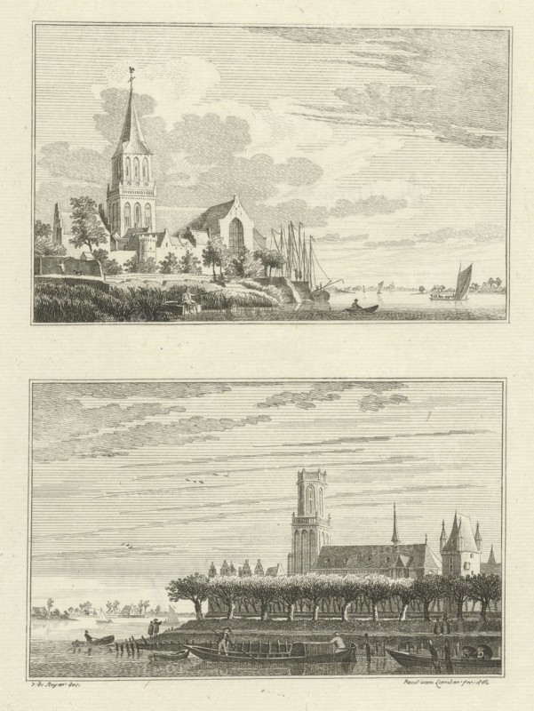 Minster Church and St. Aldegonde Church in Emmerich, 1732, Paulus van Liender, 1762