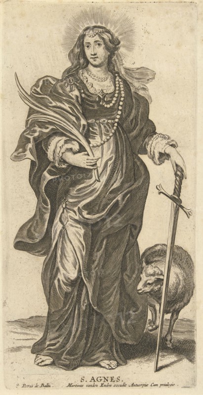 Saint Agnes with lamb and sword, Pieter de Bailliu (I), 1623 - 1660
