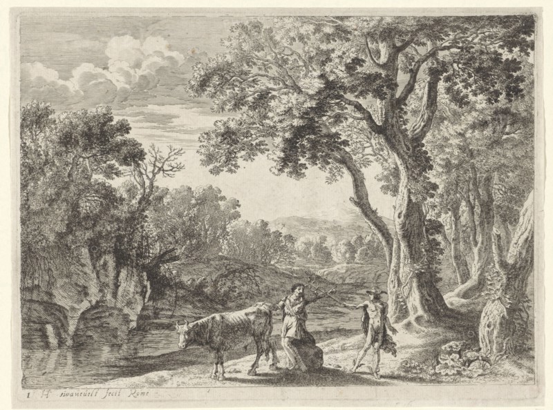 Batt Mercury turns into stone, Herman van Swanevelt, 1629 - 1641