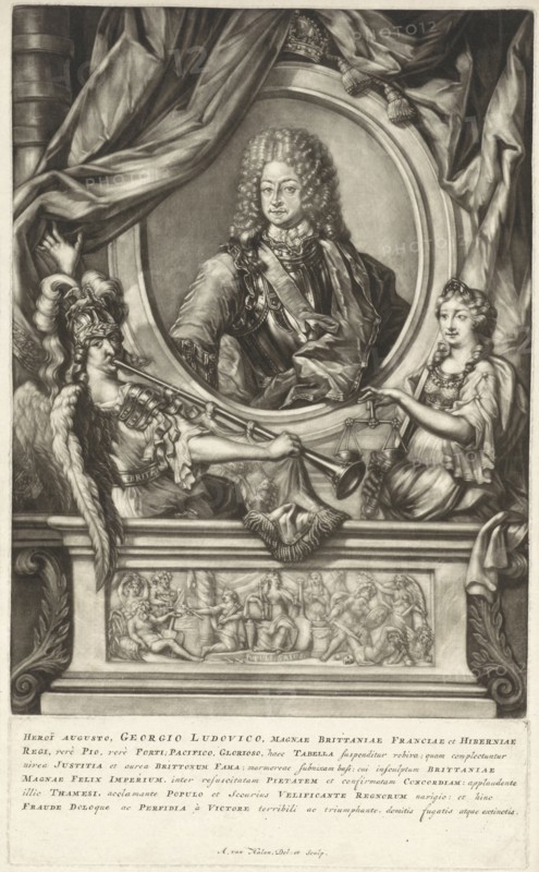 Portrait of King George I of Great Britain, Arnoud van Halen, 1714 - 1732