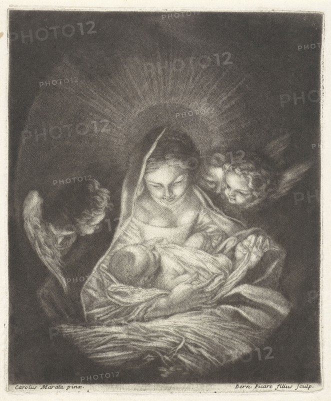 Virgin and Child surrounded by angels, Bernard Picart, 1683 - 1733