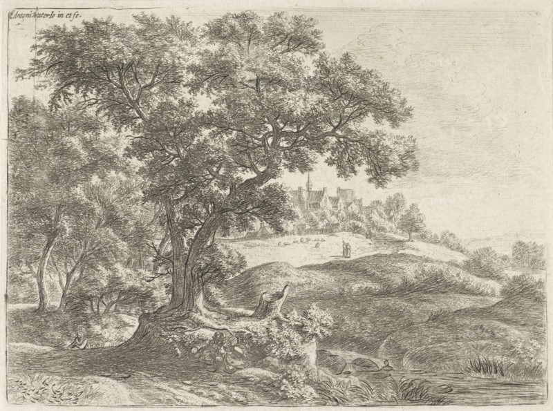 Village on the edge of the forest, Anthonie Waterloo, 1630 - 1663