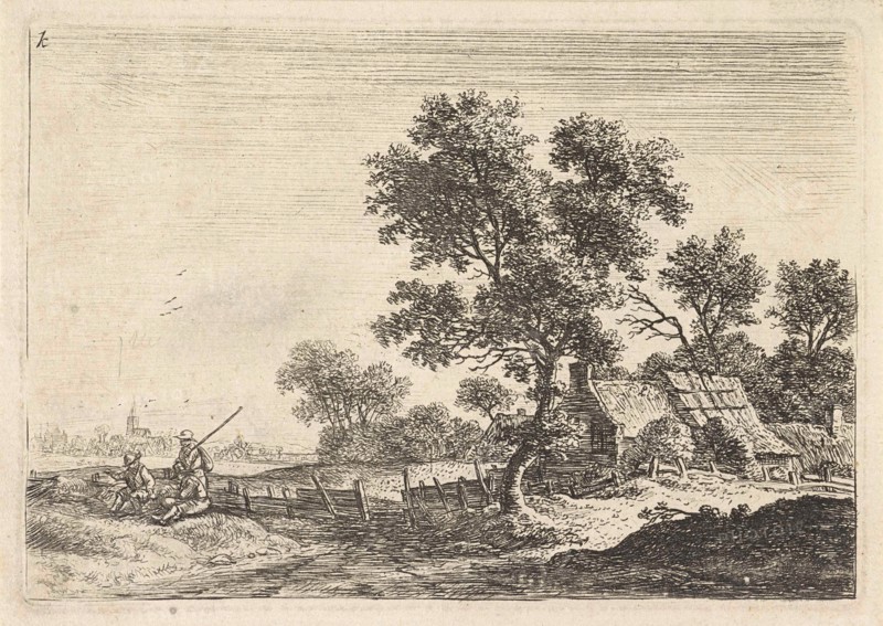 Farmers on a hill, Anthonie Waterloo, 1630 - 1663