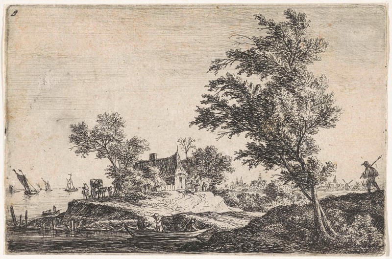 House on the waterfront, Anthonie Waterloo, 1630 - 1663