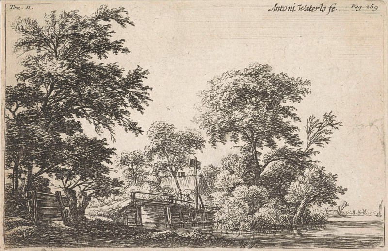 Wooden bridge in a house, Anthonie Waterloo, Pierre FranÃ§ois Basan, 1630 - 1663