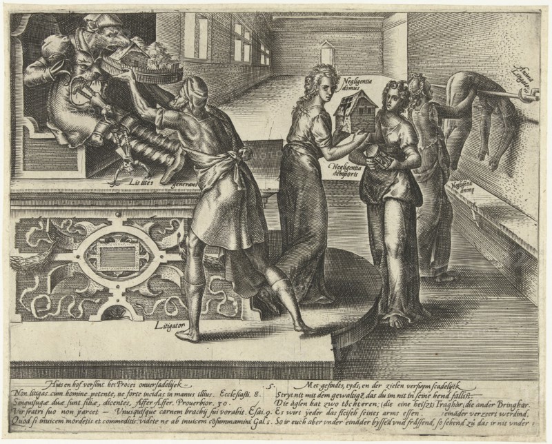 Litigation devours money and property, Hendrick Goltzius, 1597
