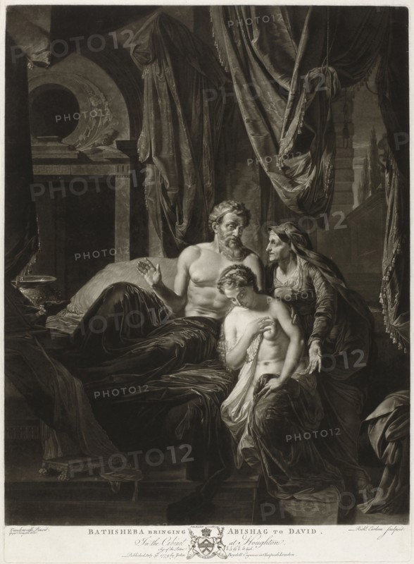 Bathsheba brings Abisagh to David, print maker: Richard Earlom, Adriaen van der Werff, George Farington, 1752 - 1822
