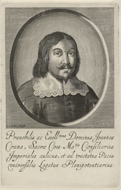 Portrait of Johann Krane, Cornelis van Dalen (I), 1612 - 1665