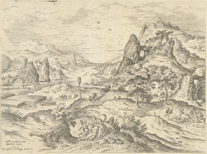 Venus mourns the death of Adonis, Hieronymus Cock, Matthys Cock, c. 1551 - before 1558