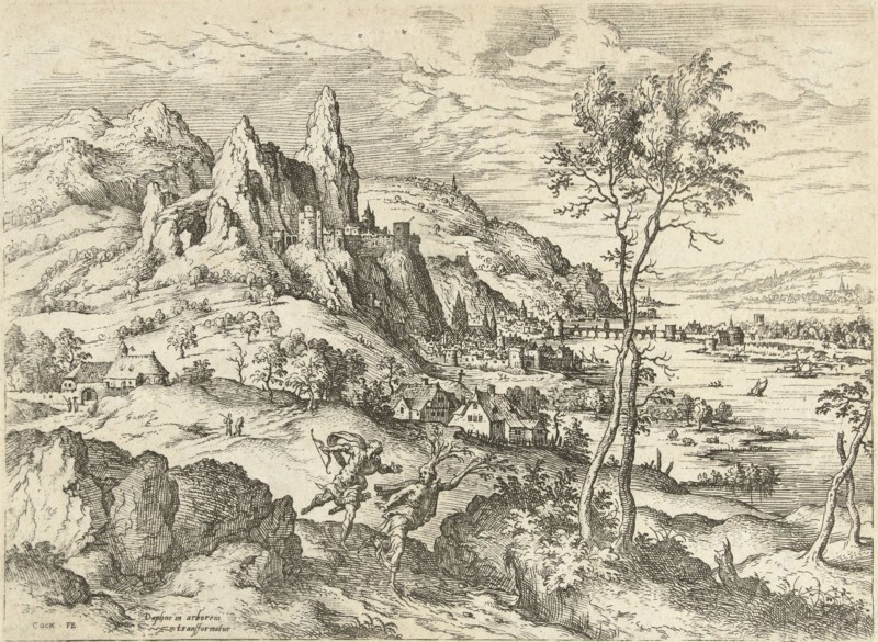 Daphne transformed into a laurel tree, Hieronymus Cock, Matthys Cock, c. 1551 - before 1558