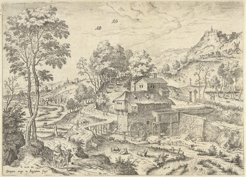 Flight into Egypt, Hieronymus Cock, Matthys Cock, Hendrick Hondius (I), c. 1551 - before 1558