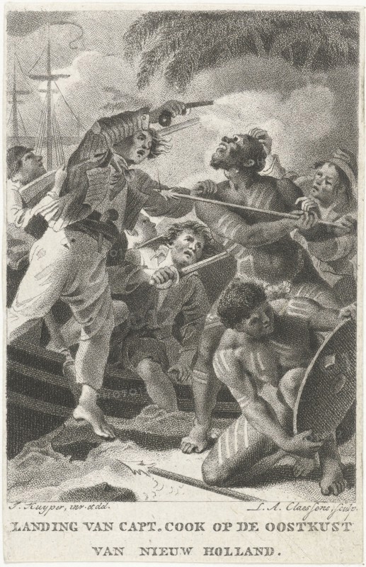 Captain Cook landed in New Holland (Australia), Lambertus Antonius Claessens, 1803