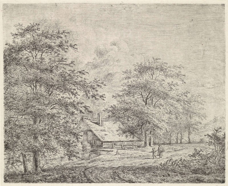 Wooded landscape with woman and child, Pieter Janson, 1780 - 1851