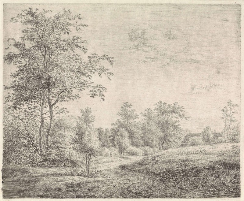 Wooded landscape with winding road, Pieter Janson, 1780-1851