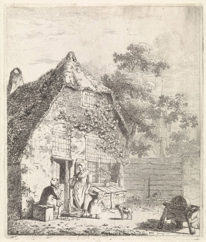 Farmers in conversation at ranch, Johannes Christiaan Janson, 1778 - 1823