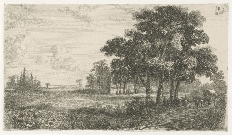 Wooded Landscape with Carriage, Hermanus Jan Hendrik van Rijkelijkhuysen, 1857
