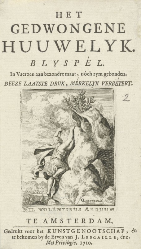 Young man climbing a rock, Anonymous, erven Jacob Lescailje, unknown, 1675