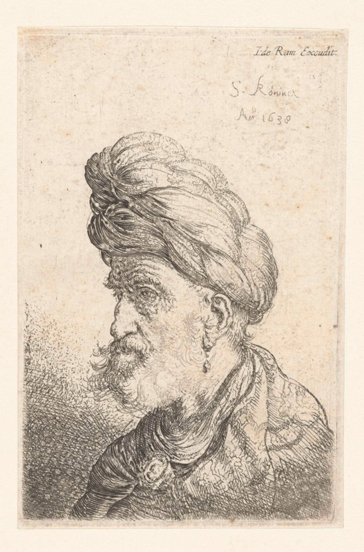 Bust of a man with turban, Salomon Koninck, 1638