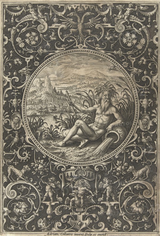 Medallion which a stroomgod, Adriaen Collaert, 1570 - 1618
