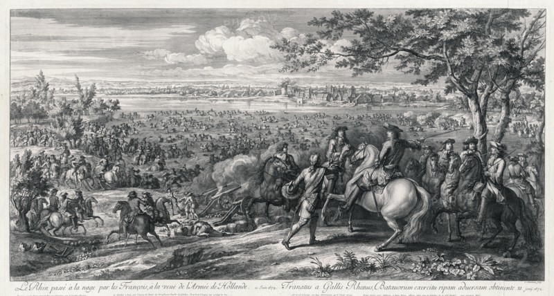 The French armies crossing the Rhine at Lobith, 1672, Charles Louis Simonneau, Adam Frans van der Meulen, Louis XIV, 1672