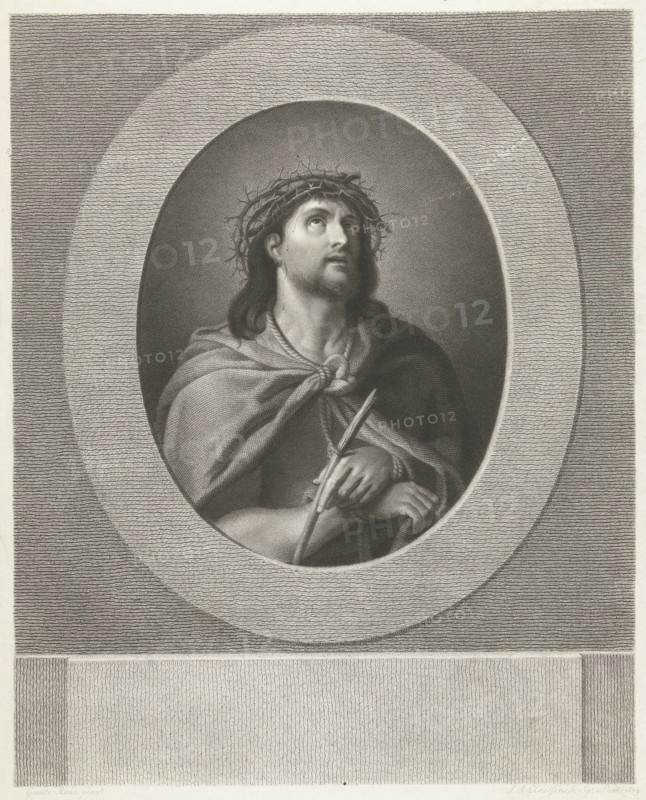 Christ handcuffed and wearing crown of thorns, print maker: Lambertus Antonius Claessens, Guido Reni, 1809