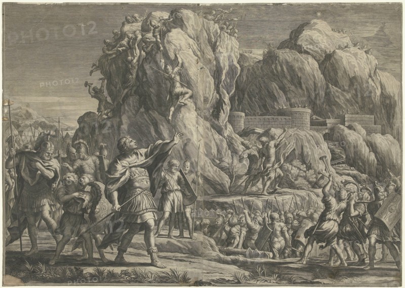 Alexander the Great takes the city of Petra, Cornelis Bloemaert (II), 1633 - 1692