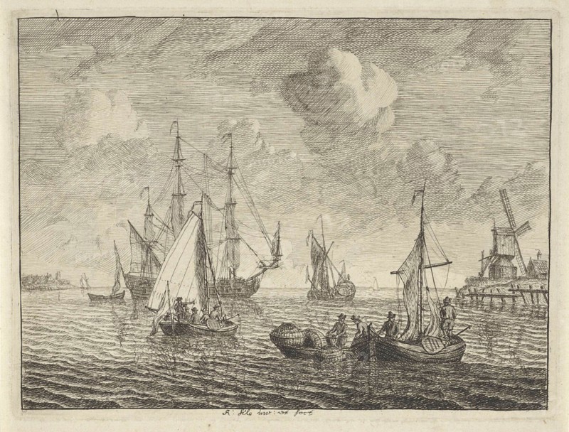 View of the IJ, The Netherlands, Adam Silo, 1689 - 1760