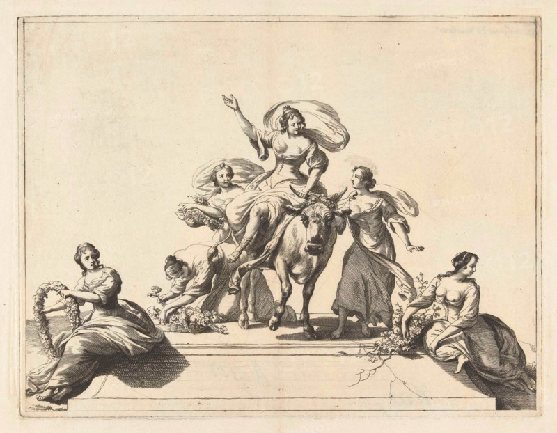 Europe and the bull, Abraham Bloteling, Nicolaes Pietersz. Berchem, 1655 - 1690