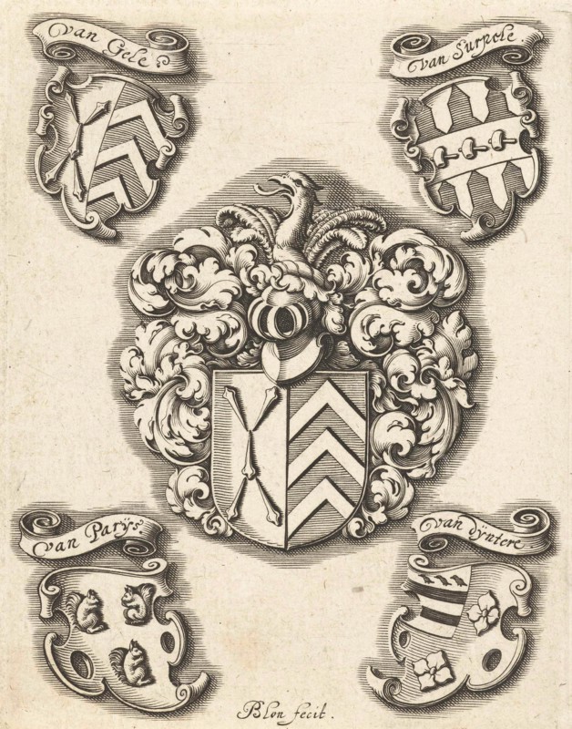 Coat of arms of the family Van Gele, Michiel le Blon, c. 1611 - c. 1625